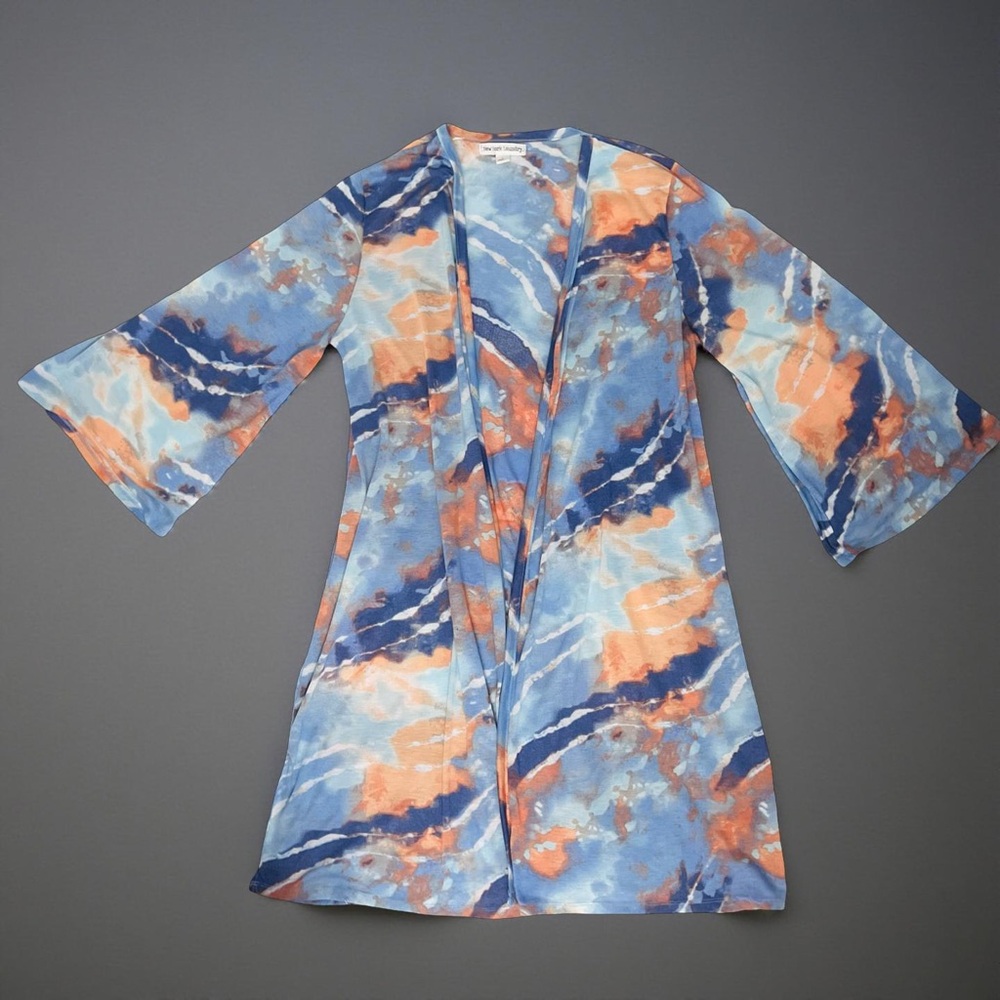 New York Laundry Tie-Dye Open-Front Duster Cardigan - Picture 9 of 12